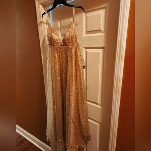 Gold sparkle prom dress